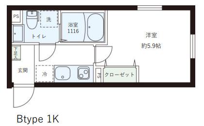 レピュア目黒本町レジデンス(1K/2階)の間取り写真
