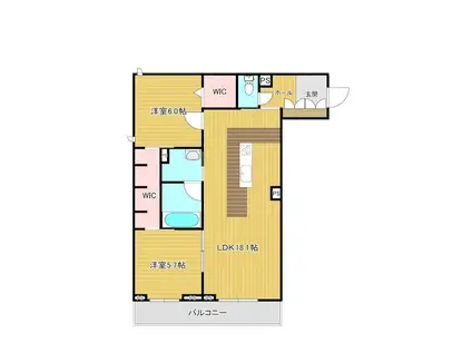 ミリュープラス本町東(2LDK/2階)の間取り写真