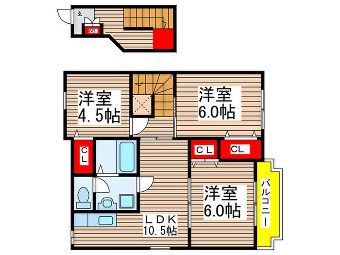 セピア高津 弐番館(3LDK/2階)の間取り写真