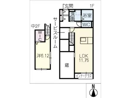 地下鉄名城線 黒川駅(愛知) 徒歩10分 2階建 新築(1SLDK/1階)の間取り写真