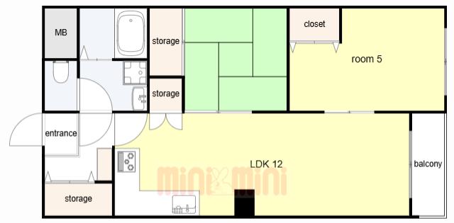 ロイヤルハイツ太寺(2LDK/3階)の間取り写真
