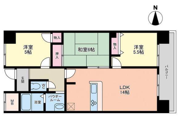 サンロイヤル栗東(3LDK/9階)の間取り写真