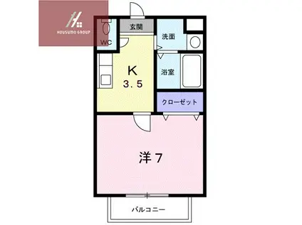 マインチマー(1K/1階)の間取り写真