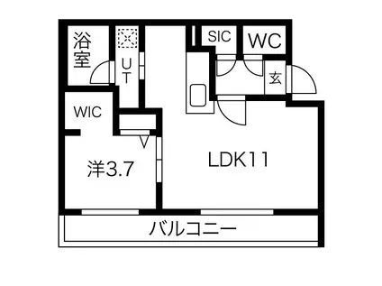 パトリア環状通東(1LDK/2階)の間取り写真