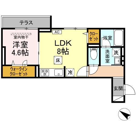 ディパイナ生麦(1LDK/1階)の間取り写真