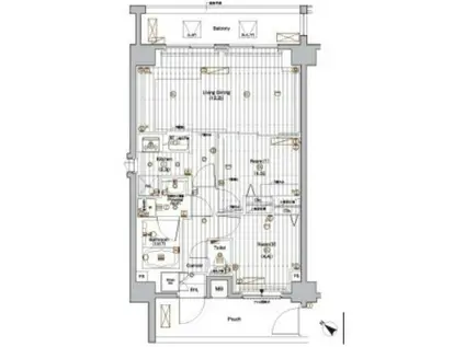 プレミアムキューブ上野毛MO(2LDK/6階)の間取り写真