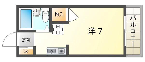 ハイツヴィラ(ワンルーム/1階)の間取り写真