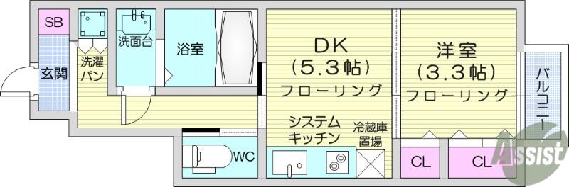 CASA LUCEⅠ(1DK/1階)の間取り写真