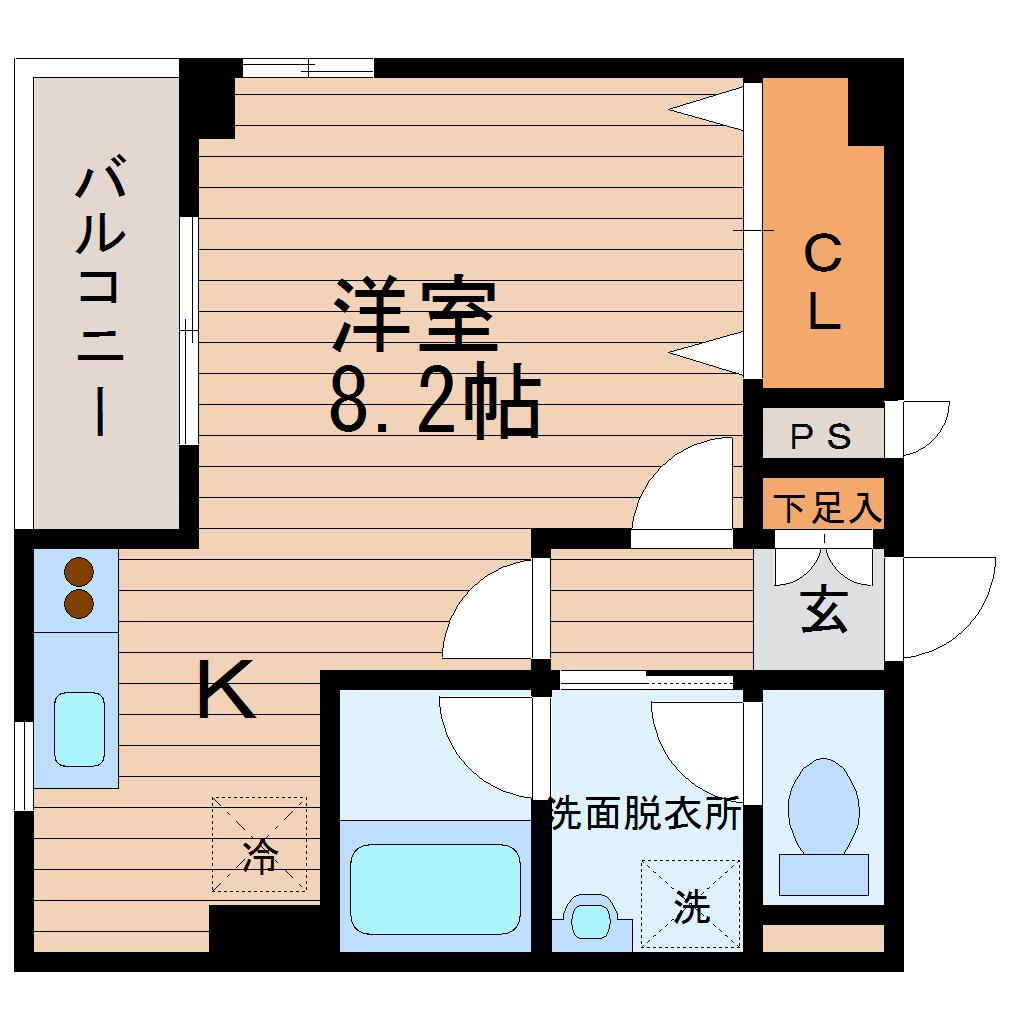 ヴィアーレ堤(1K/3階)の間取り写真