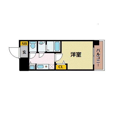 プレサンス梅田北ザ・ライブ(1K/2階)の間取り写真