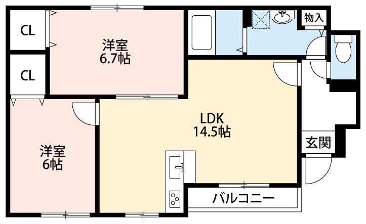 リーブル和(2LDK/1階)の間取り写真