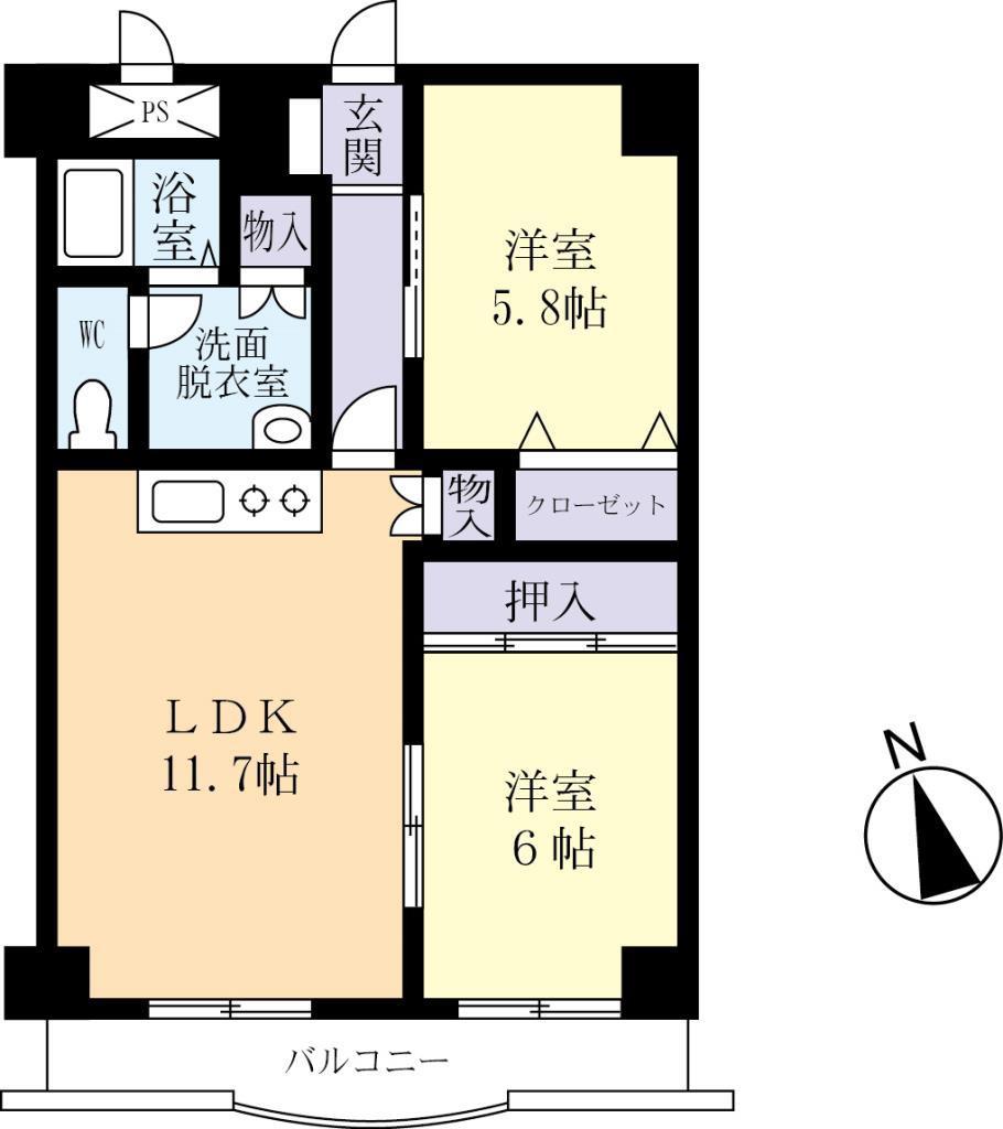 ルヴィオI(2LDK/1階)の間取り写真