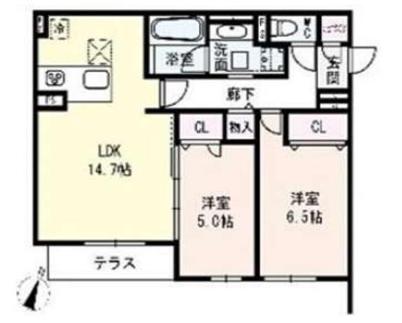 クラシスト瑞光(2LDK/1階)の間取り写真