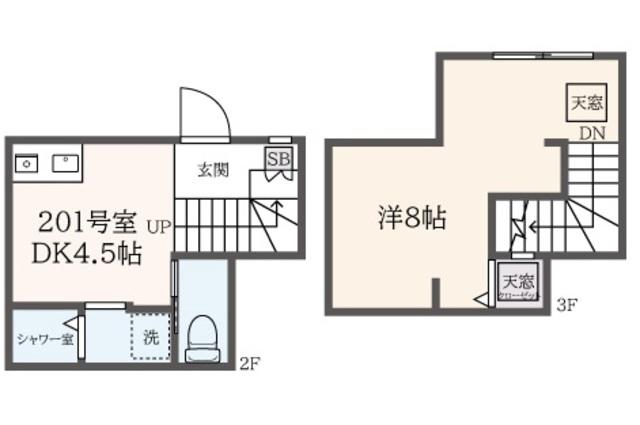 KAVERI(1DK/2階)の間取り写真