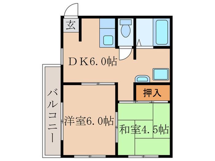 桃栄マンション(2DK/2階)の間取り写真