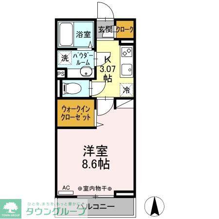カーサココルン A棟(1K/3階)の間取り写真