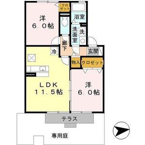 パルコートサンC棟(2LDK/1階)の間取り写真
