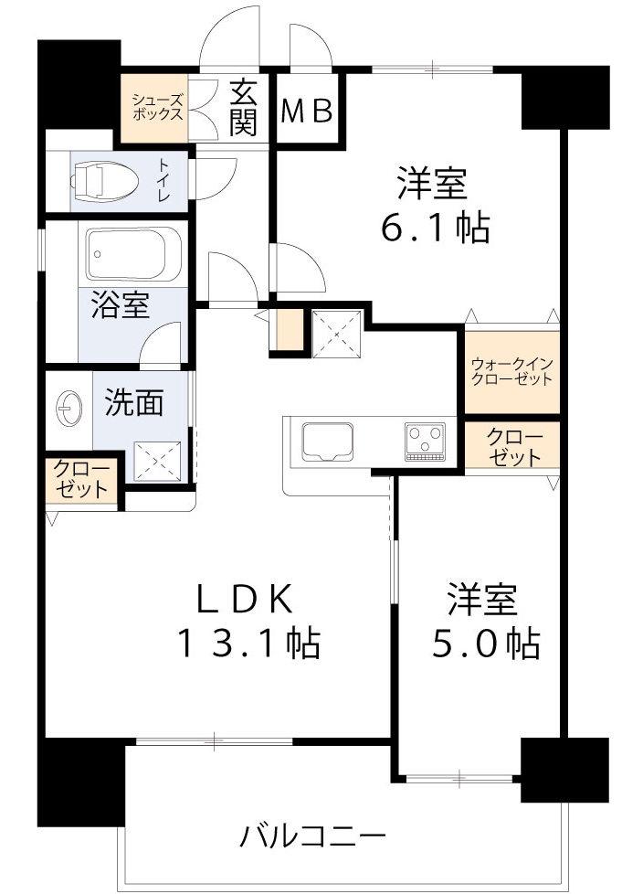 グラマシー京橋(2LDK/10階)の間取り写真