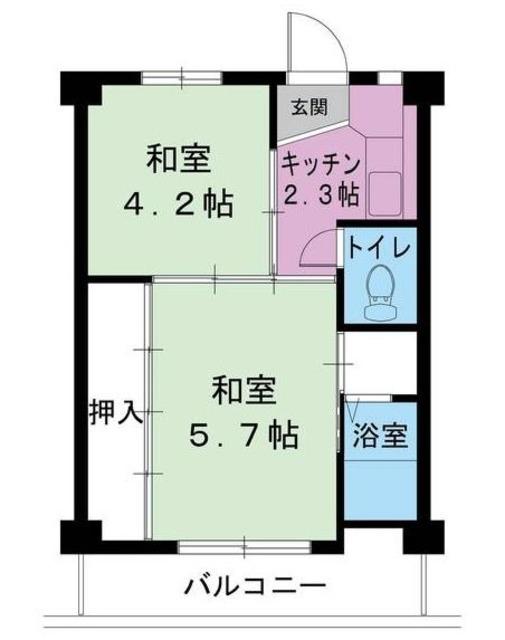 ビレッジハウス下九沢8号棟(2K/2階)の間取り写真