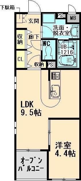 クオーレトラストIII(1LDK/1階)の間取り写真