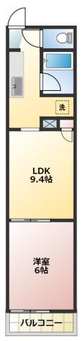 パステルグリーン(1LDK/2階)の間取り写真