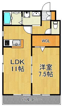CASA FELICE(1LDK/2階)の間取り写真