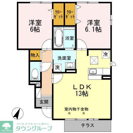 シャルマン・ピース(2LDK/1階)の間取り写真