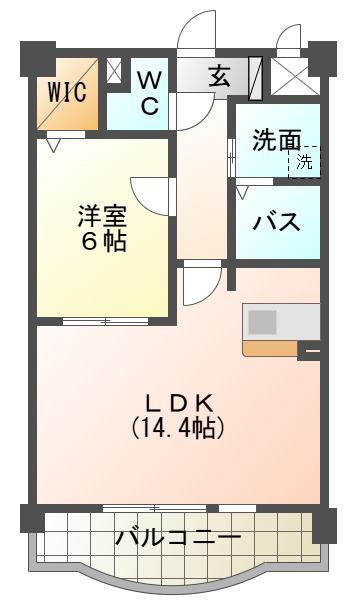 サプリーム芋ヶ瀬(1LDK/2階)の間取り写真