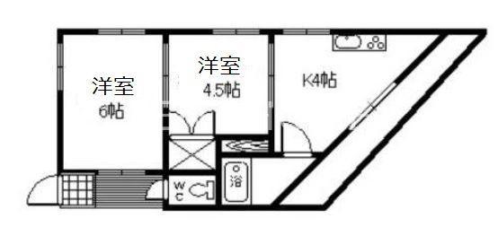 大宝八尾駅前マンション(2K/3階)の間取り写真