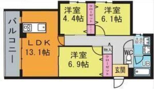 ペル・マアト(3LDK/3階)の間取り写真