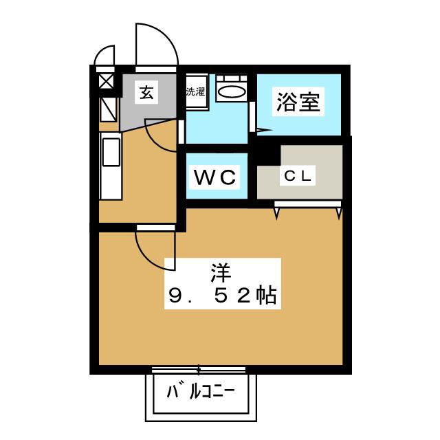 アムールCERISIER(1K/1階)の間取り写真
