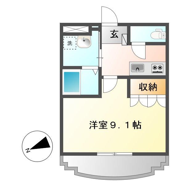 エクシヴ ボヌール(1K/2階)の間取り写真