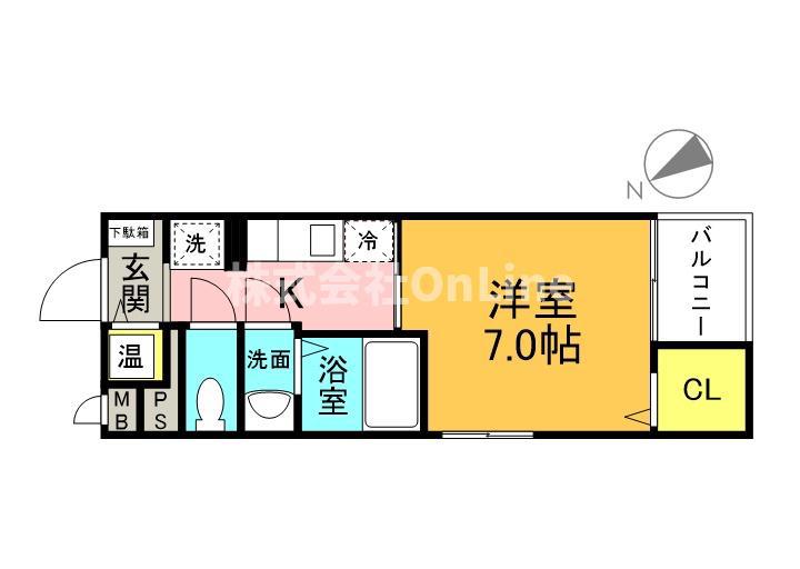 シェモワ 八尾(1K/4階)の間取り写真