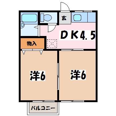 ミーティヌ・リンクス(2DK/2階)の間取り写真