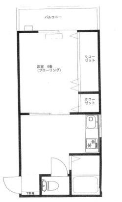 ミカサアパート(1DK/2階)の間取り写真