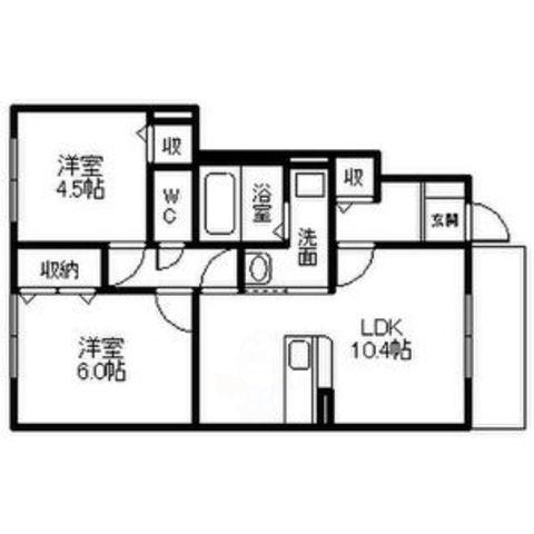 アリスI・II(2LDK/1階)の間取り写真