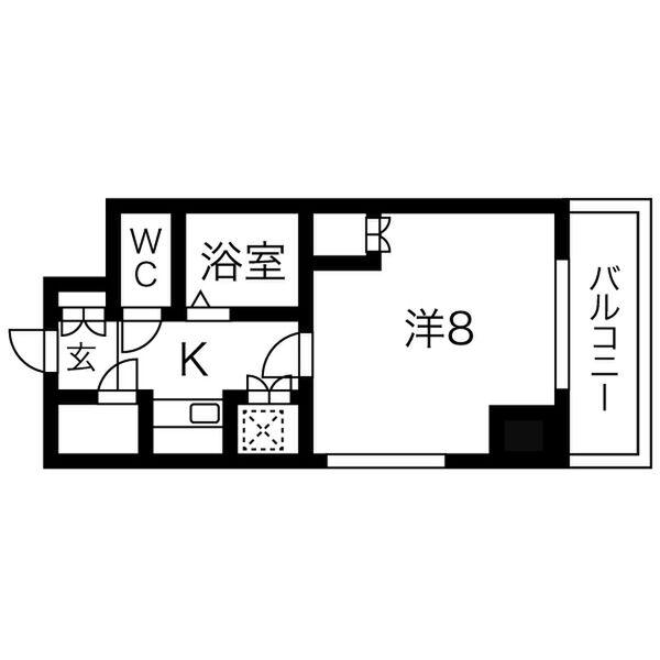 ビュークレスト薬院大通(1K/5階)の間取り写真
