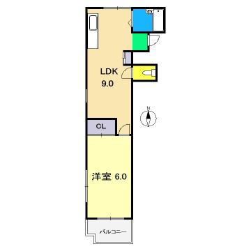ヴィラ五番街(1LDK/4階)の間取り写真