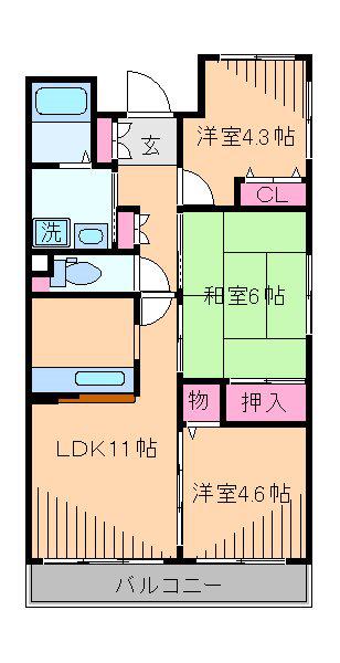 アルデール日吉(3LDK/4階)の間取り写真