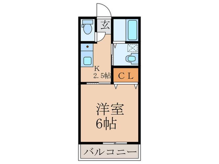 ライフステージ徳前A(1K/2階)の間取り写真