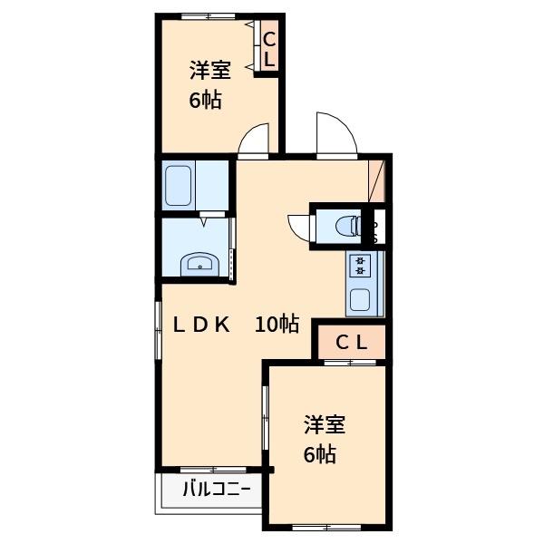 NANIWA6(2LDK/2階)の間取り写真