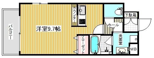 エイペックス神戸みなと元町コーストライン(1K/3階)の間取り写真