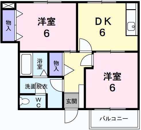 サニーコートパルC(2DK/1階)の間取り写真