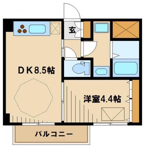 ルネス・カスターニ(1LDK/2階)の間取り写真