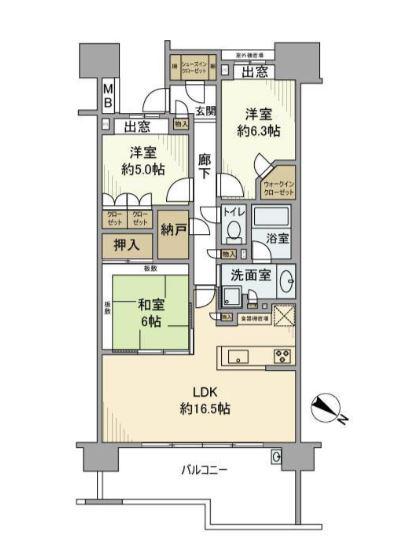 サンクタス千葉ニュータウン中央(3SLDK/13階)の間取り写真