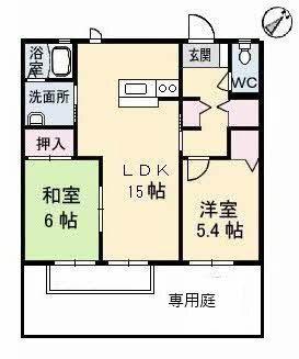シャーメゾン長府黒門(2LDK/1階)の間取り写真