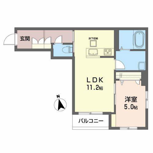 SPRING南鍛冶町I(1LDK/1階)の間取り写真