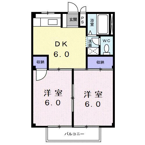 シティハイツ池上(2DK/2階)の間取り写真