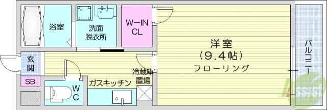 アヴァンセ高砂Ⅱ(1K/3階)の間取り写真