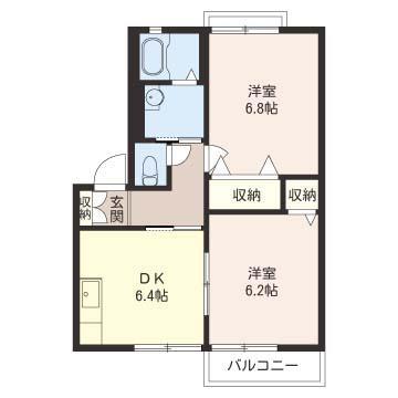 ファーストスクエアE(2DK/2階)の間取り写真